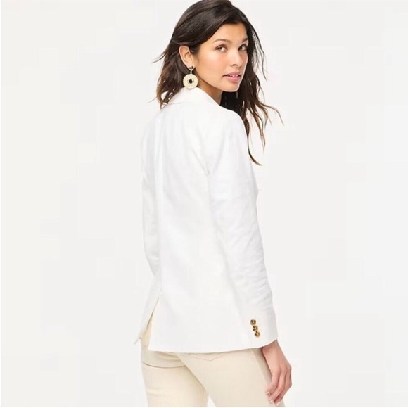 J. Crew Linen cotton Blend One Button Blazer White Size 16 NEW classic $198 - Picture 3 of 12